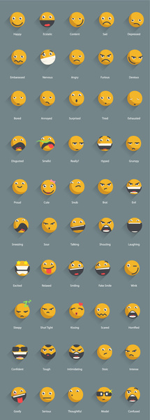 Vektor-gelb schattierte Emoticons Symbole