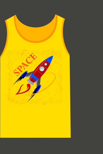 Plantilla de diseño icono grunge cohetes Yellow Tshirt