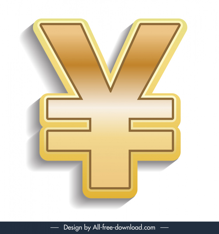 Icono del signo del yen Diseño dorado brillante moderno Icono del signo del yen Diseño dorado brillante moderno