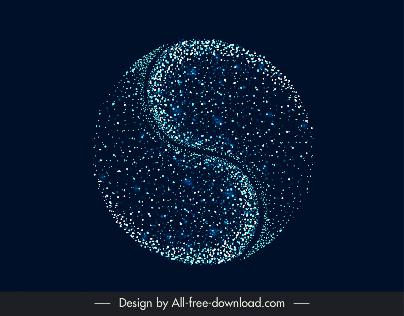 ying yang концепция фон сверкающие звезды круг кривые макет
