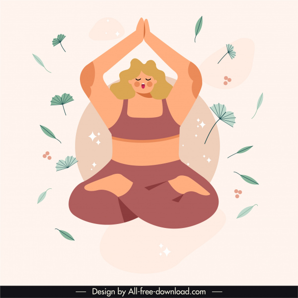 Yoga Hintergrund Vorlage klassische flache Skizze Cartoon-Design
