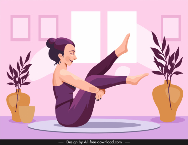 Yoga-Übung Malerei Cartoon Skizze klassisches Design