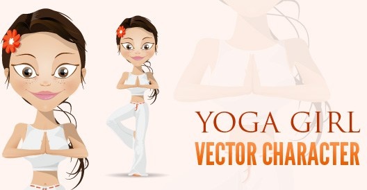carácter de vector de chica yoga