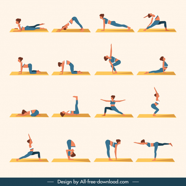 Yoga biểu tượng phụ nữ tập thể dục cử chỉ phác họa