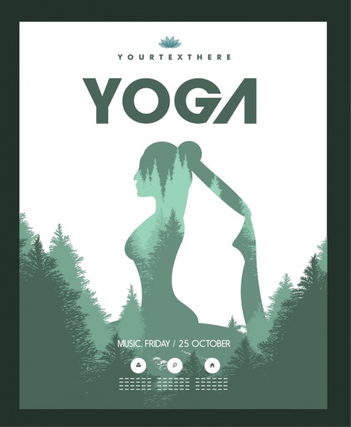 yoga poster esercizio donna albero decorazione in stile silhouette