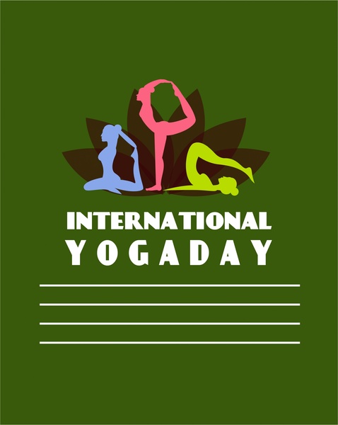 yogaday バナーの女性の運動シルエット スタイル