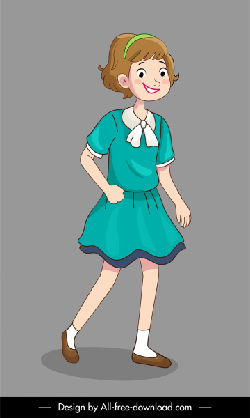 ícone jovem menina bonito desenho animado esboço personagem