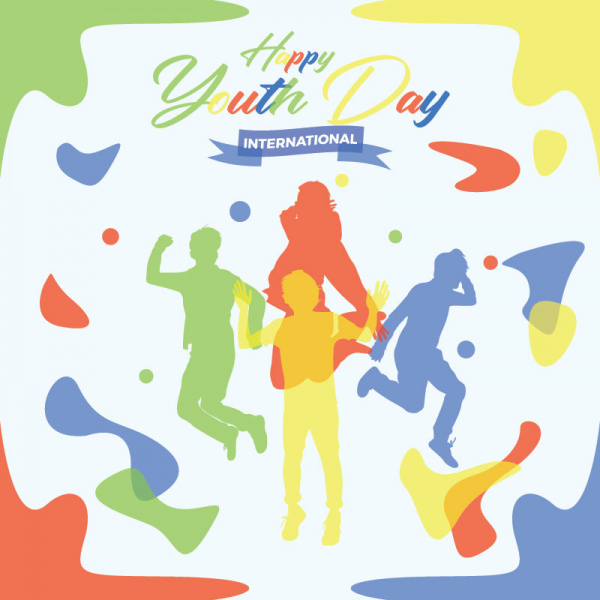 silhouette de personnes de jour de jeunesse avec des arrière-plans colorés