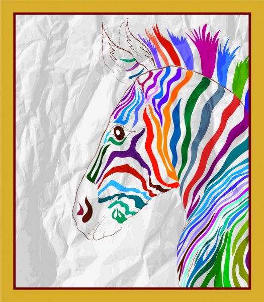 esboço de handdrawn colorido desenho zebra