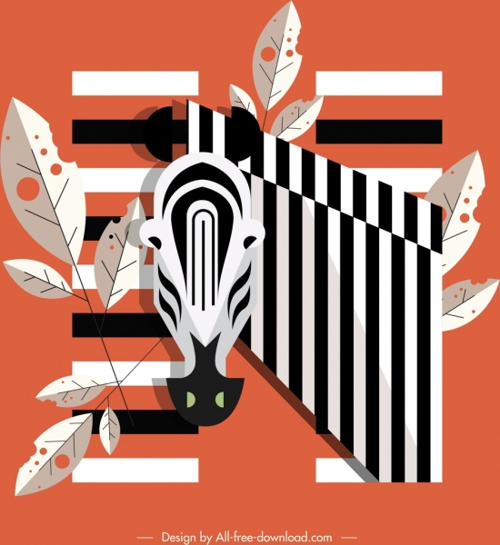 ikon zebra dekorasi garis sketsa datar klasik