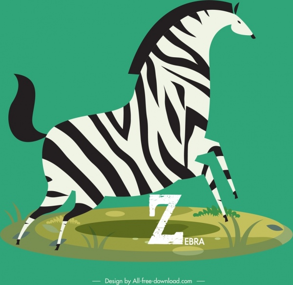 Zebra-Symbol farbige klassische flache sebene Design