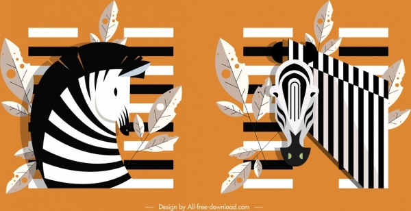 Zebra-Symbole schwarz weiße klassische Skizze