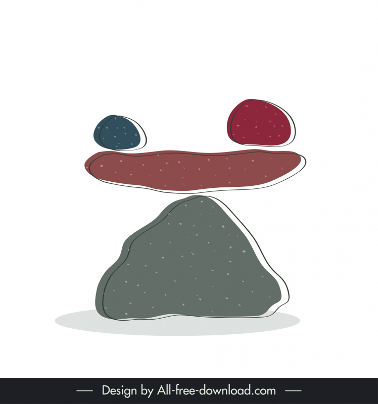 Zen Stones Icon Flat Retro Handdrawn Sketch