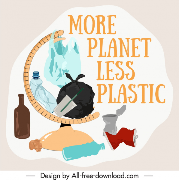 нулевой плакат отходов красочный эскиз эмблемы мусора
