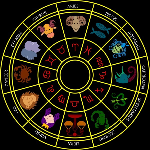 zodiak Kompas ikon ikon berwarna datar sketsa