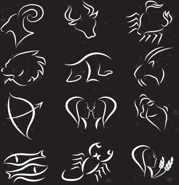 diseño de siluetas negras de colección signos zodiaco