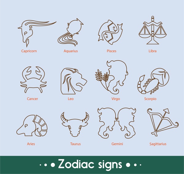 coleção com estilo de design de silhuetas de signos do Zodíaco