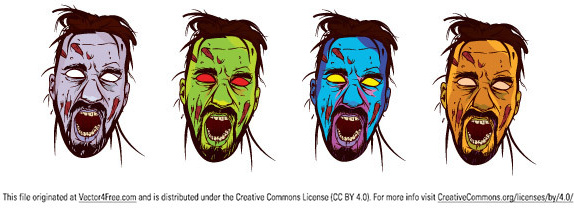 zombie wajah warna vektor