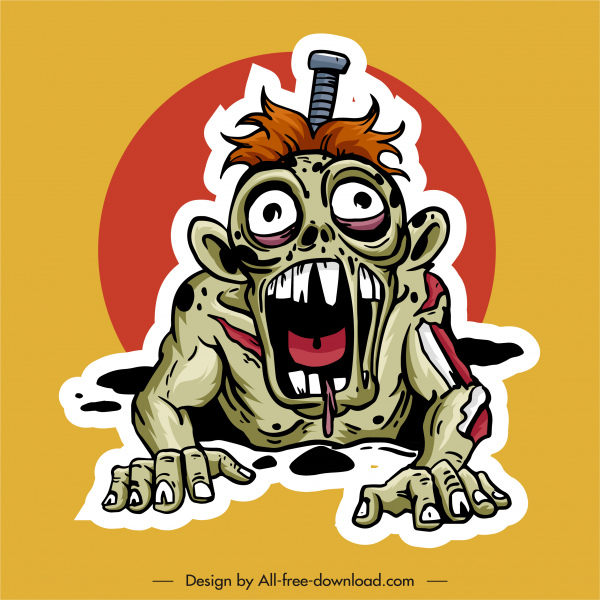 ikon zombie sketsa pria menakutkan yang mematikan