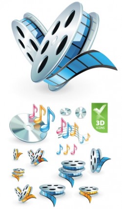3D vector icono video audio