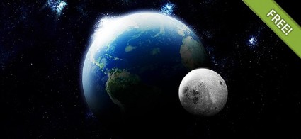 3d 地球和月亮的 adobe photoshop