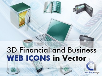 3D biểu tượng trang web tài chính và kinh doanh