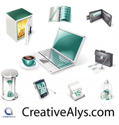 ícones de financeiro e de negócios da web 3D