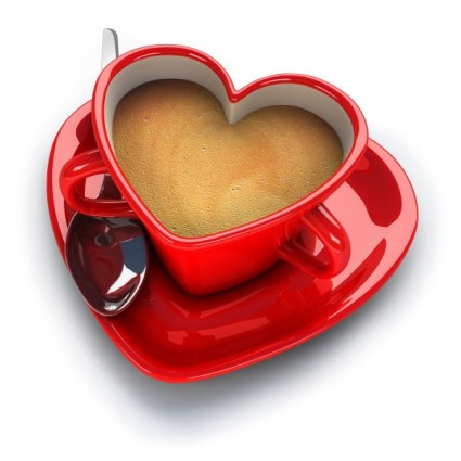 커피를 사랑 하는 highdefinition 사진의 3d heartshaped 시리즈