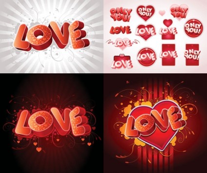 3D Любовь шрифты вектор