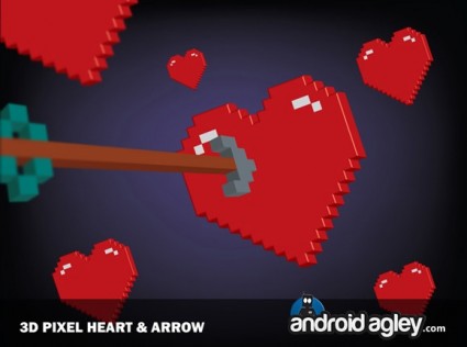 flecha y corazón de pixel 3d