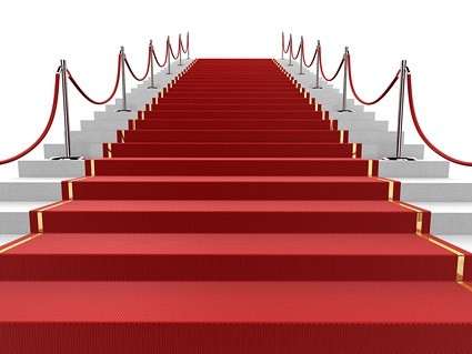 3D gambar tangga karpet merah