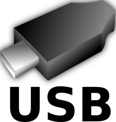 3D usb input output plug clip art