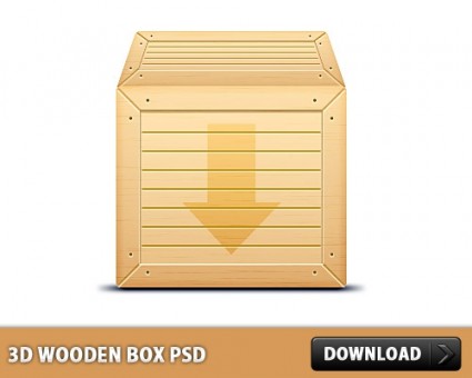 3D kotak kayu gratis psd