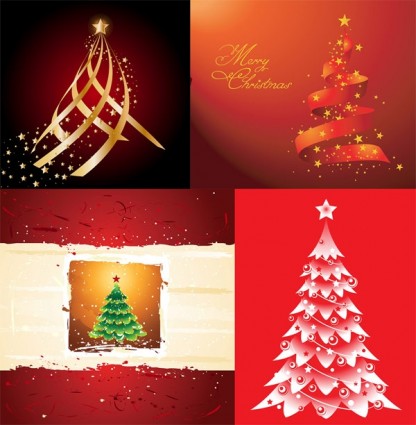 4 pohon Natal yang indah vektor