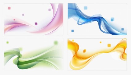 4 warna abstrak gelombang latar belakang vector set
