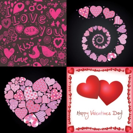 4 yếu tố vector ngày valentine đáng yêu