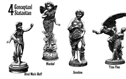 4 Statuette Vectors Portraying Concepts