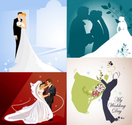 4 pernikahan tema pernikahan vektor ilustrator