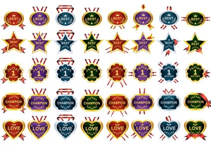 40 Honors And Awards Ribbons Medals Vector