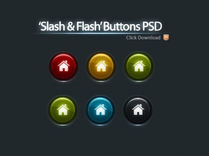 5 Farbe Buttons psd