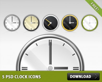 5 Free Psd Clock Icons