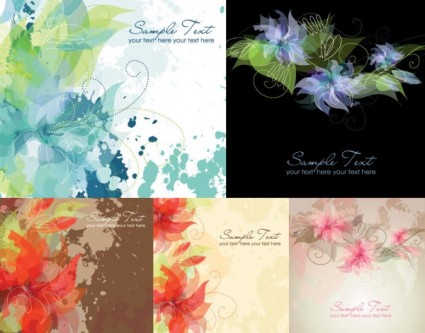 5 flores de tinta vector sonho