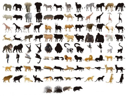 50 hewan model dan vektor silhouette