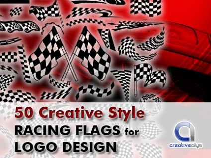 50 twórcza wyścigi flagi na projektowanie logo
