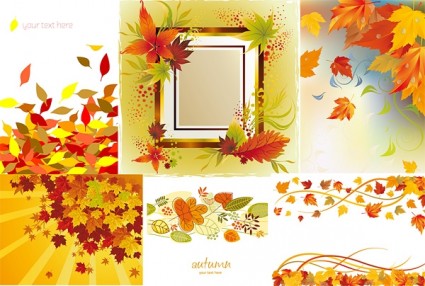 6 musim gugur maple daun perbatasan vektor