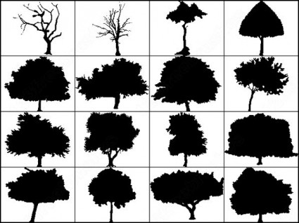 6 silhouettes gros arbre brosse
