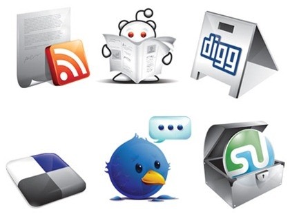 6 Free New Social Icons Digg Twitter Stumble Rss Delicious Amp Reddit