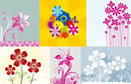 6 handpainted цветы векторные