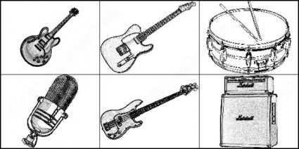 6 Musikinstrumente Pinsel