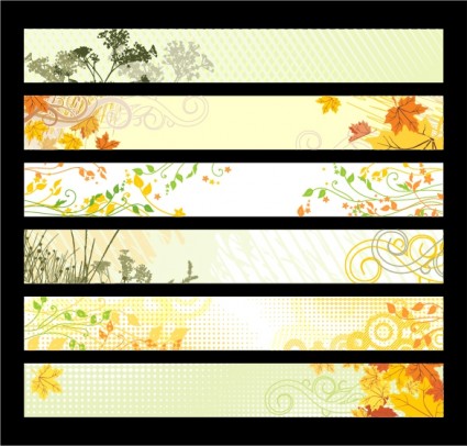 6 Plant Pattern Banner Vector